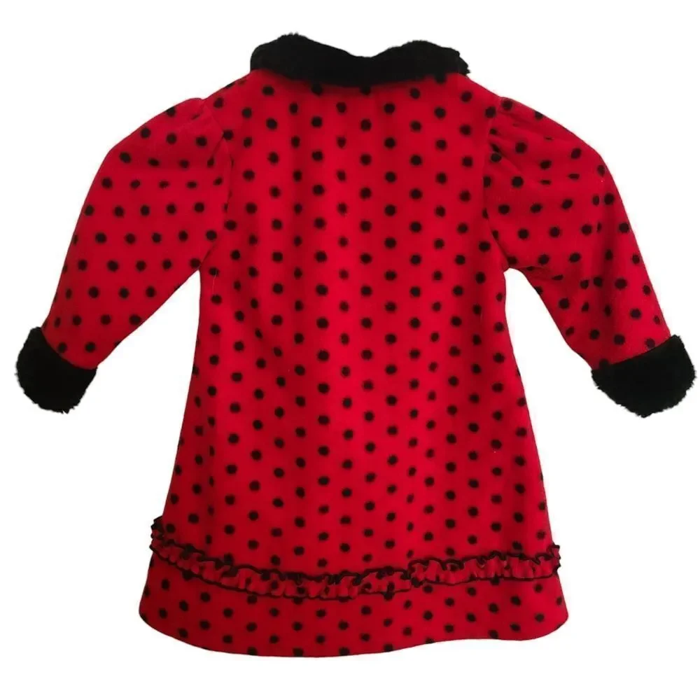 Holiday Editions Coat Velvet Scottie Dog‎ Toddler Faux Fur sz 2T